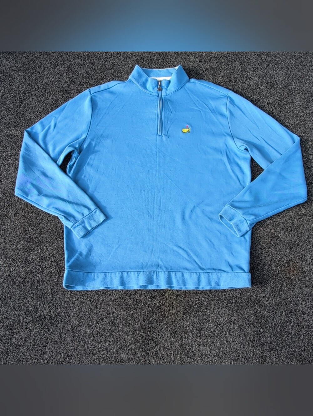 Masters Jacket Mens Medium Blue Quarter Zip Augusta National Golf Logo Pullover